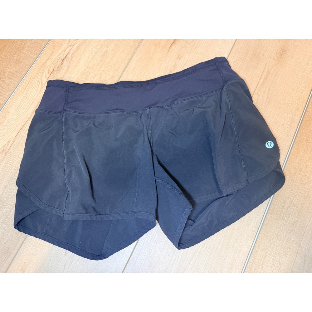Lululemon Speed Up Low-Rise Lined Shorts Women 6 Black 2.5 Inseam Running Gym